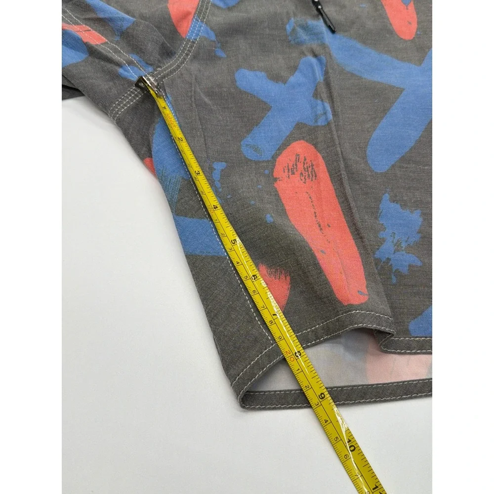 Quiksilver‎ Mens Board Shorts Gray Blue Orange Abstract Print Size 38